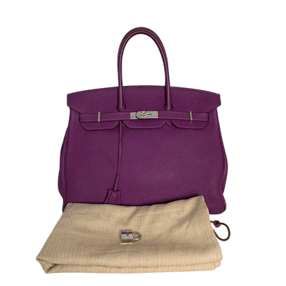 Hermès Birkin Bag 35 Togo Leder lila Palladium Hardware 2014 / gut Hermès
