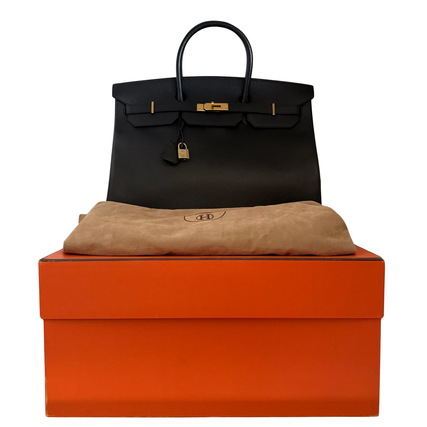 Hermès Birkin Bag 40 Clémence Leder Schwarz Gold Hardware 1998 / sehr gut Hermès