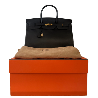 Hermès Birkin Bag 40 Clémence Leder Schwarz Gold Hardware 1998 / sehr gut Hermès