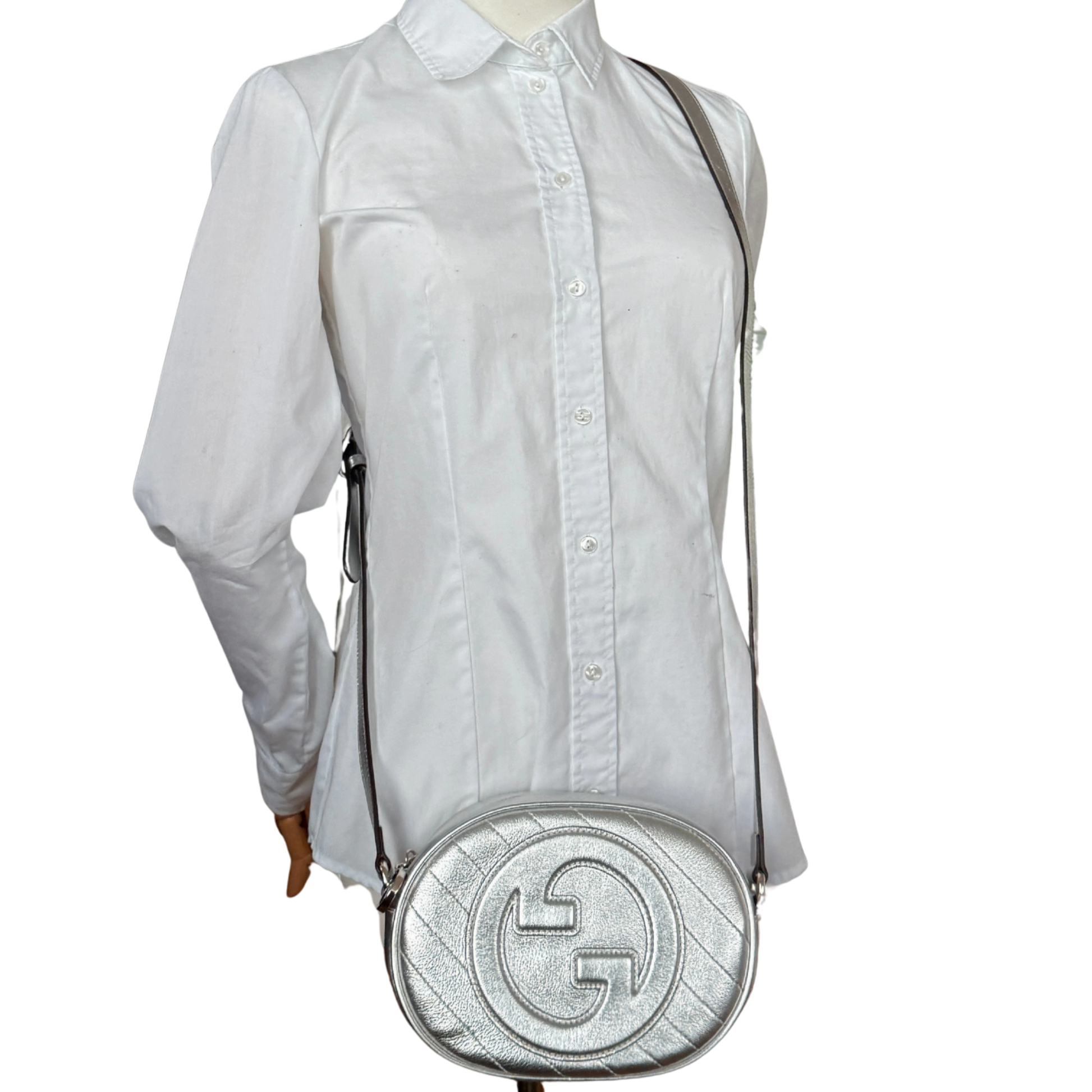 Gucci Blondie Mini Umhängetasche Silber / neuwertig Gucci