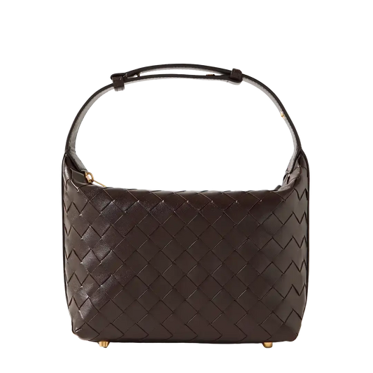 Bottega Veneta Mini Wallace Schultertasche aus Intrecciato-Leder braun / neuwertig Bottega Veneta