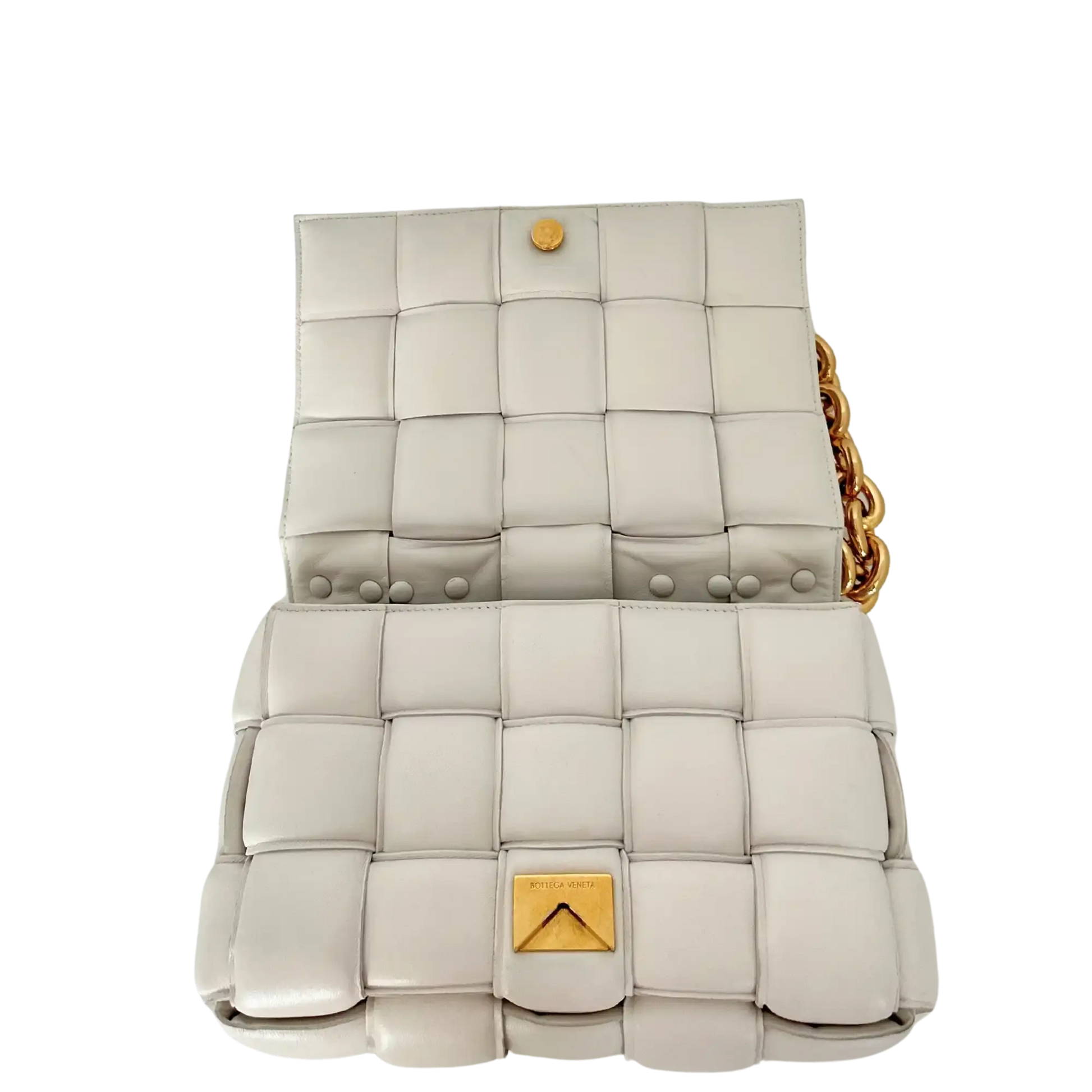 Bottega Veneta Padded Chain Cassette Crossbody Bag Off-White / sehr gut Bottega Veneta