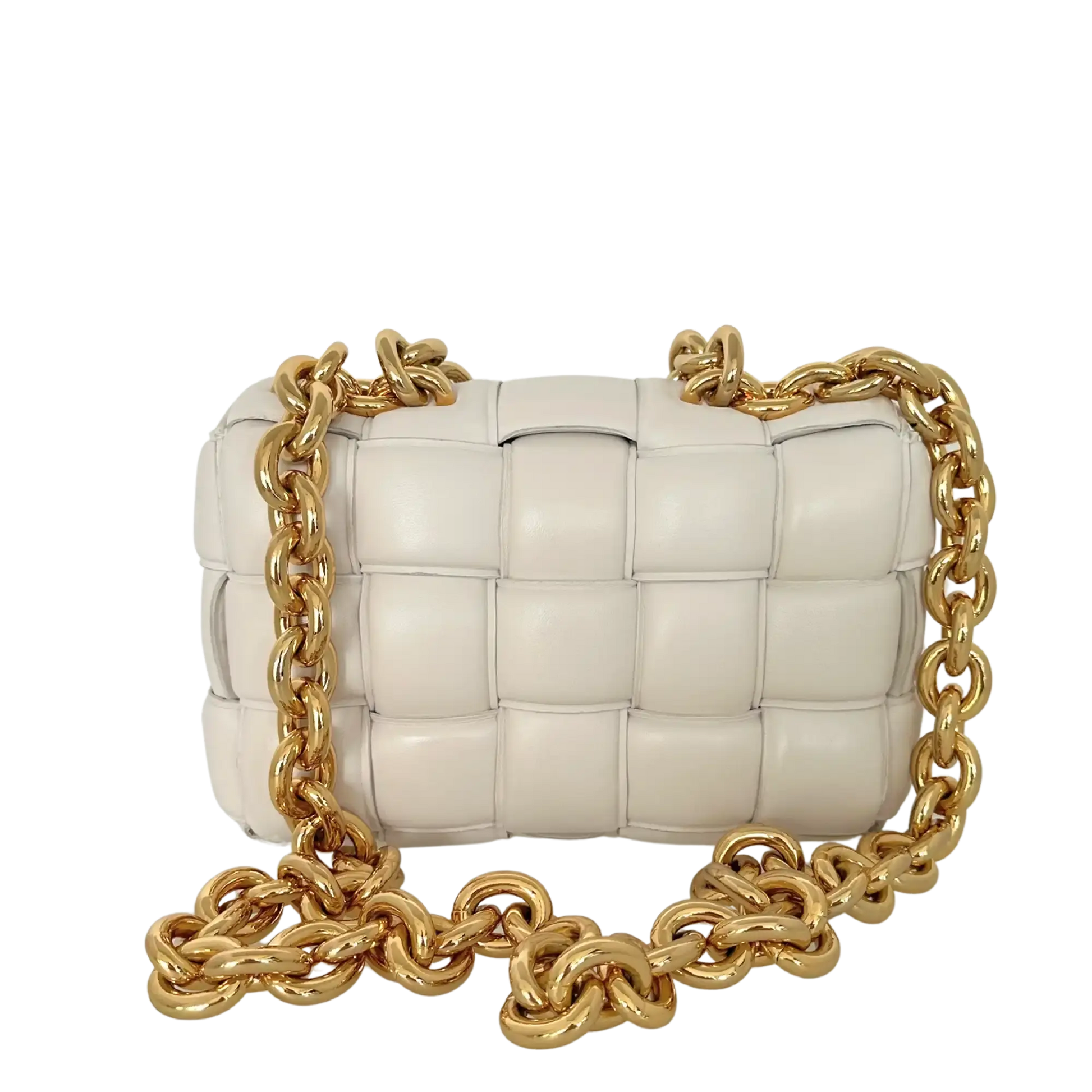 Bottega Veneta Padded Chain Cassette Crossbody Bag Off-White / sehr gut Bottega Veneta
