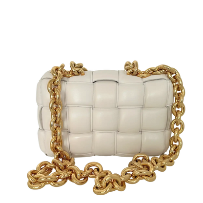 Bottega Veneta Padded Chain Cassette Crossbody Bag Off-White / sehr gut Bottega Veneta