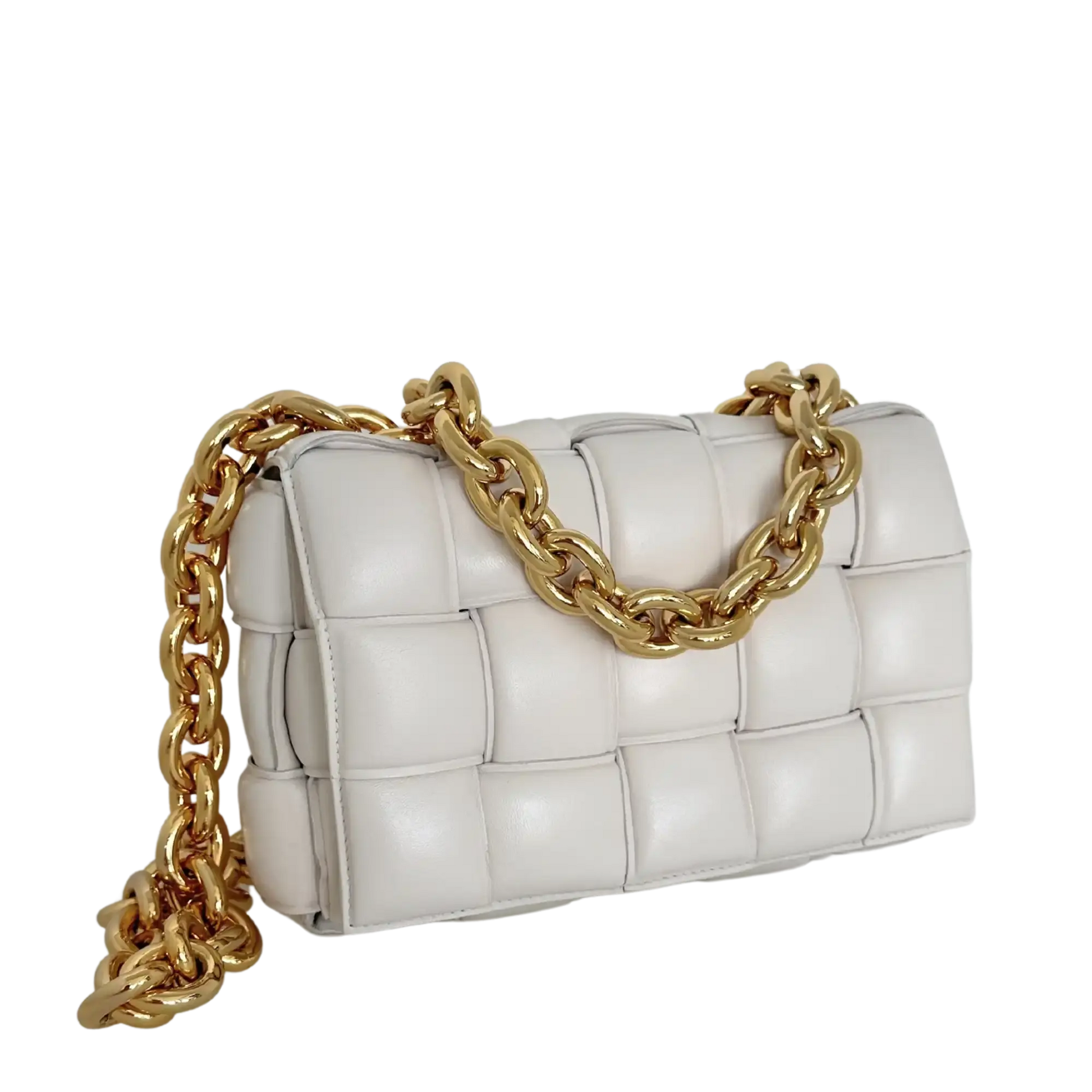 Bottega Veneta Padded Chain Cassette Crossbody Bag Off-White / sehr gut Bottega Veneta