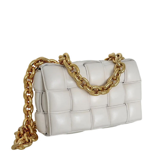 Bottega Veneta Padded Chain Cassette Crossbody Bag Off-White / sehr gut Bottega Veneta