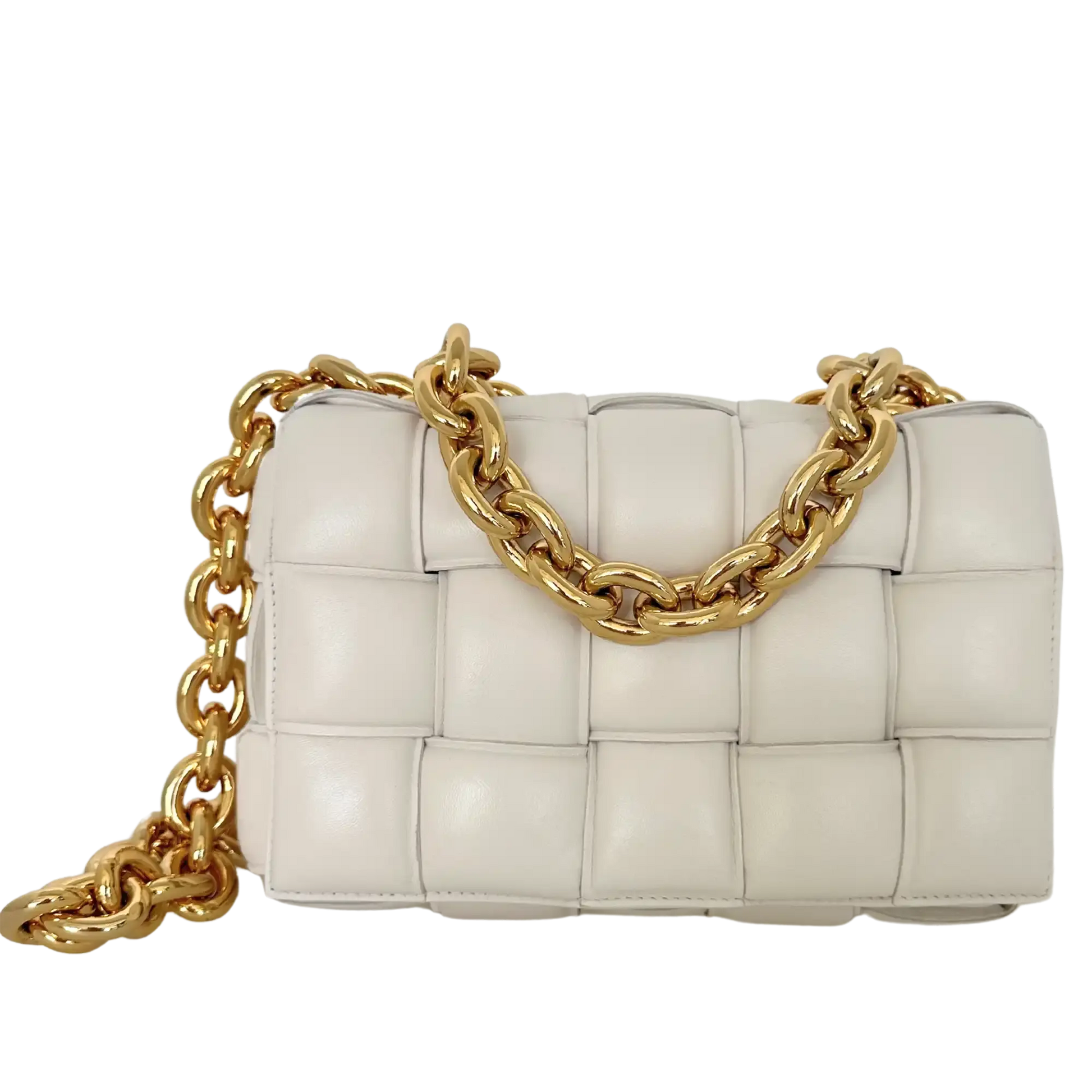 Bottega Veneta Padded Chain Cassette Crossbody Bag Off-White / sehr gut Bottega Veneta