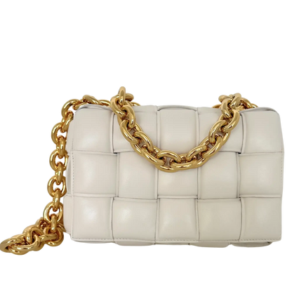 Bottega Veneta Padded Chain Cassette Crossbody Bag Off-White / sehr gut Bottega Veneta