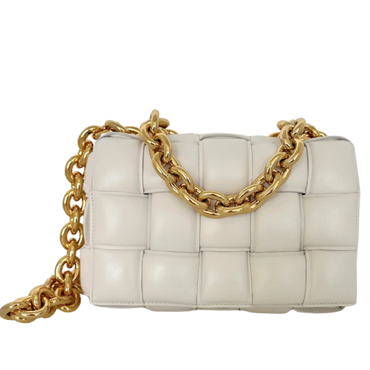 Bottega Veneta Padded Chain Cassette Crossbody Bag Off-White / sehr gut Bottega Veneta