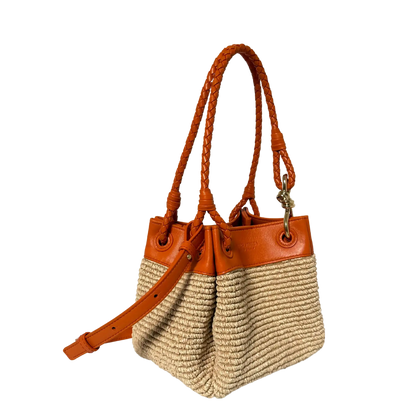 Bottega Veneta kleine Parachute Schultertasche aus Raffiabast 2025 / neuwertig Bottega Veneta