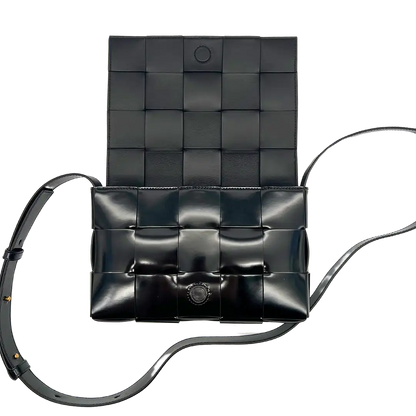 Bottega Veneta Casette Lackleder schwarz / neu Bottega Veneta