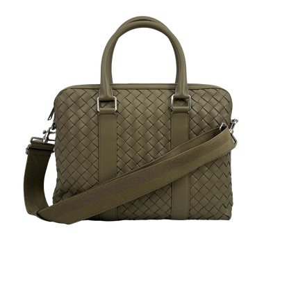 Bottega Veneta schmale Intrecciato Aktentasche olive / neu Bottega Veneta