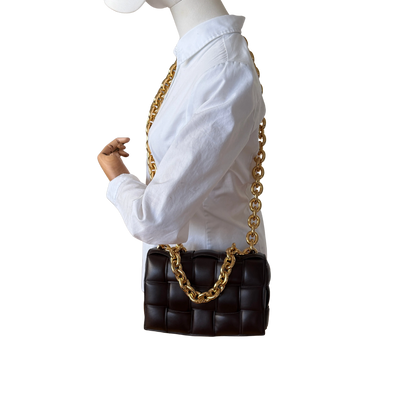 Bottega Veneta Padded Chain Cassette Bag dunkelbraun / sehr gut Bottega Veneta