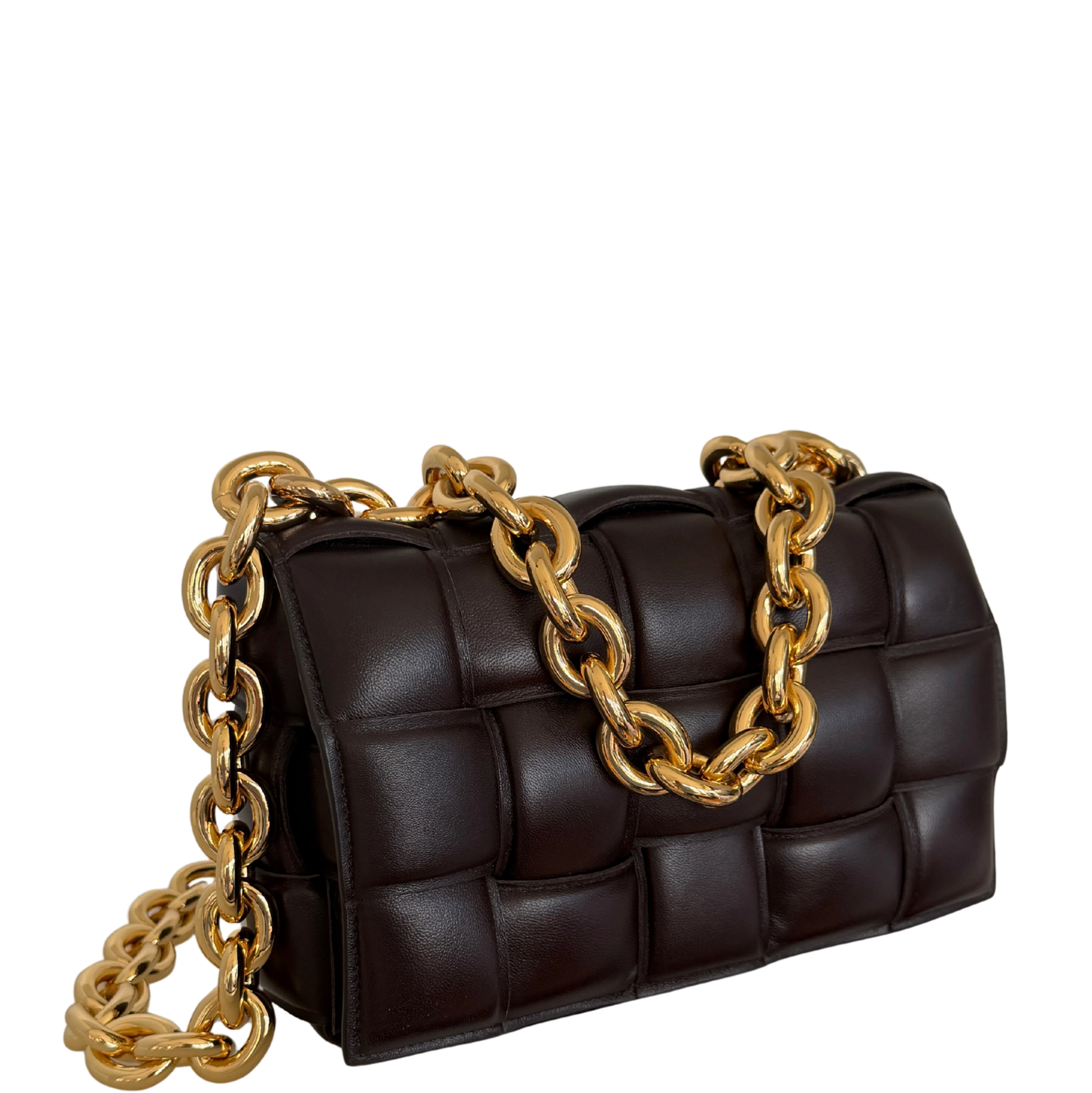 Bottega Veneta Padded Chain Cassette Bag dunkelbraun / sehr gut Bottega Veneta