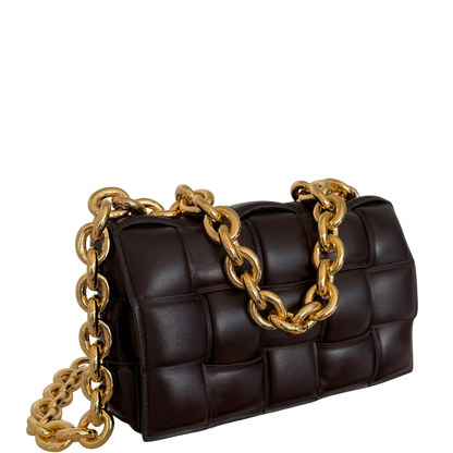 Bottega Veneta Padded Chain Cassette Bag dunkelbraun / sehr gut Bottega Veneta