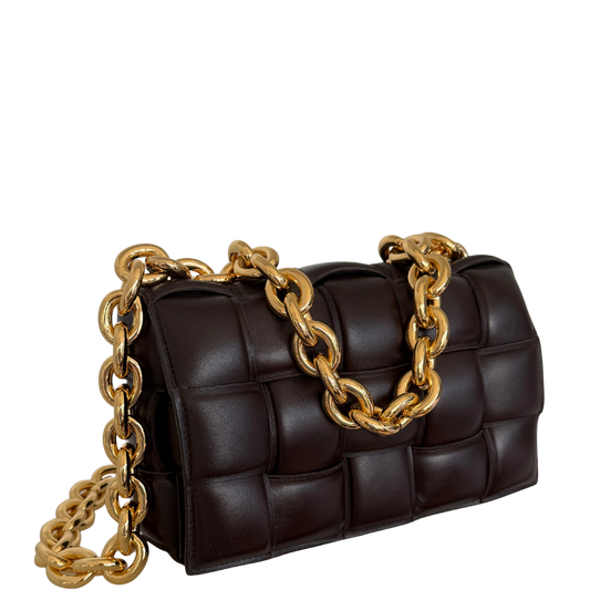 Bottega Veneta Padded Chain Cassette Bag dunkelbraun / sehr gut Bottega Veneta