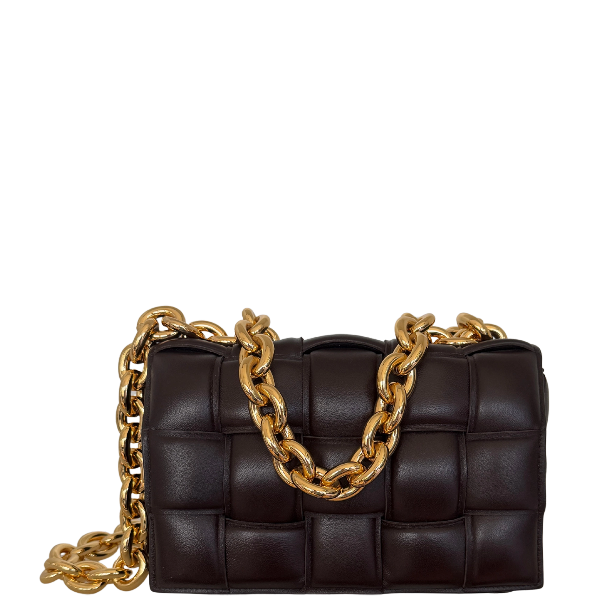 Bottega Veneta Padded Chain Cassette Bag dunkelbraun / sehr gut Bottega Veneta