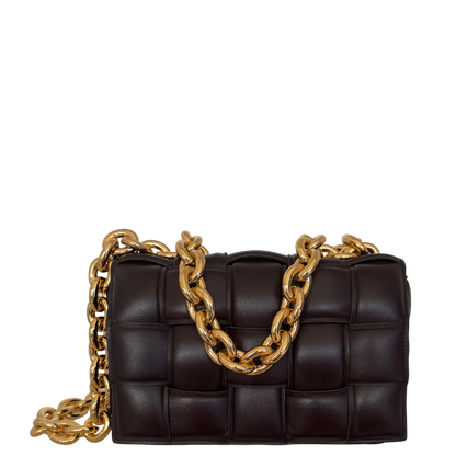 Bottega Veneta Padded Chain Cassette Bag dunkelbraun / sehr gut Bottega Veneta