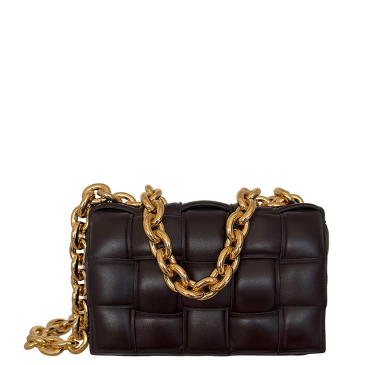 Bottega Veneta Padded Chain Cassette Bag dunkelbraun / sehr gut Bottega Veneta