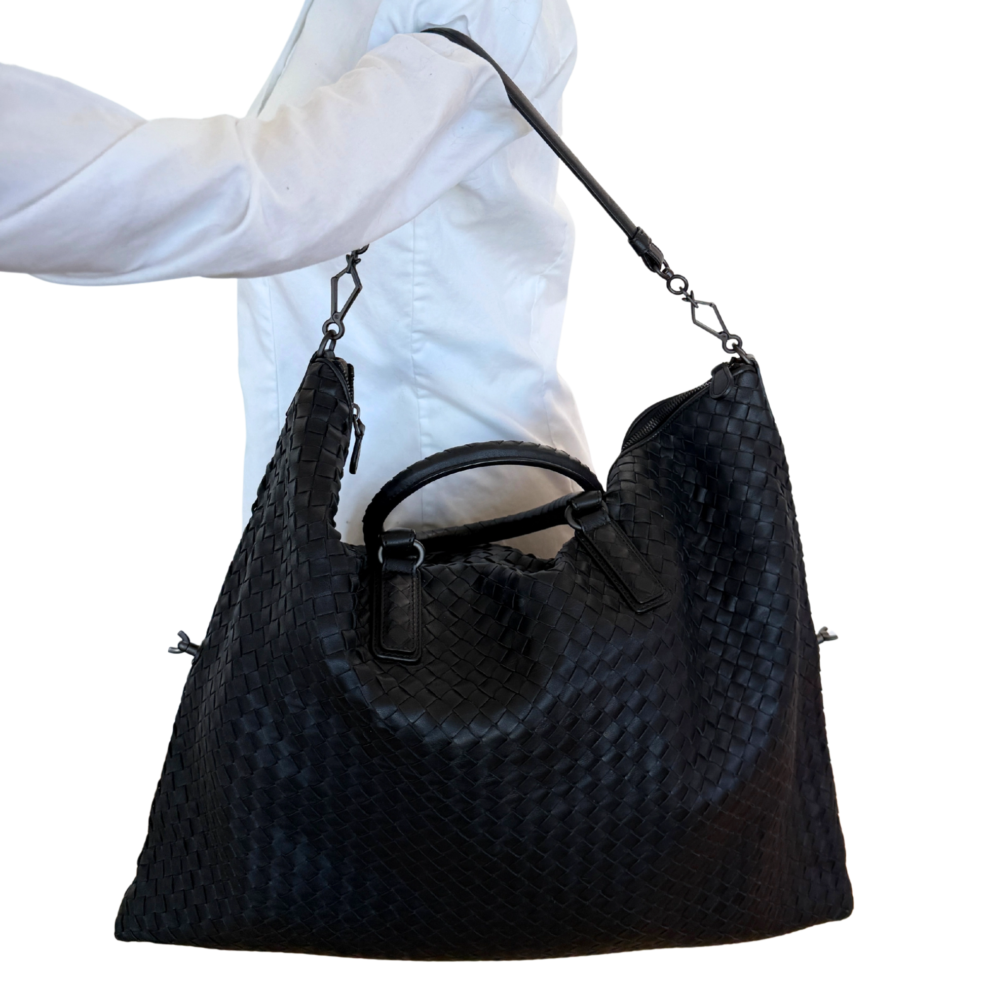 Bottega Veneta Intrecciato Circle Convertible Tasche Schwarz / neuwertig Bottega Veneta