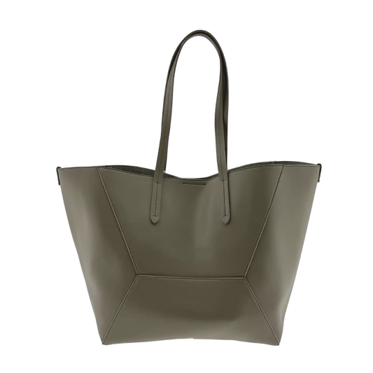 Brunnello Cucinelli BC Duo-Tasche aus Kalbsleder mit Monili taupe / neuwertig Brunello Cucinelli