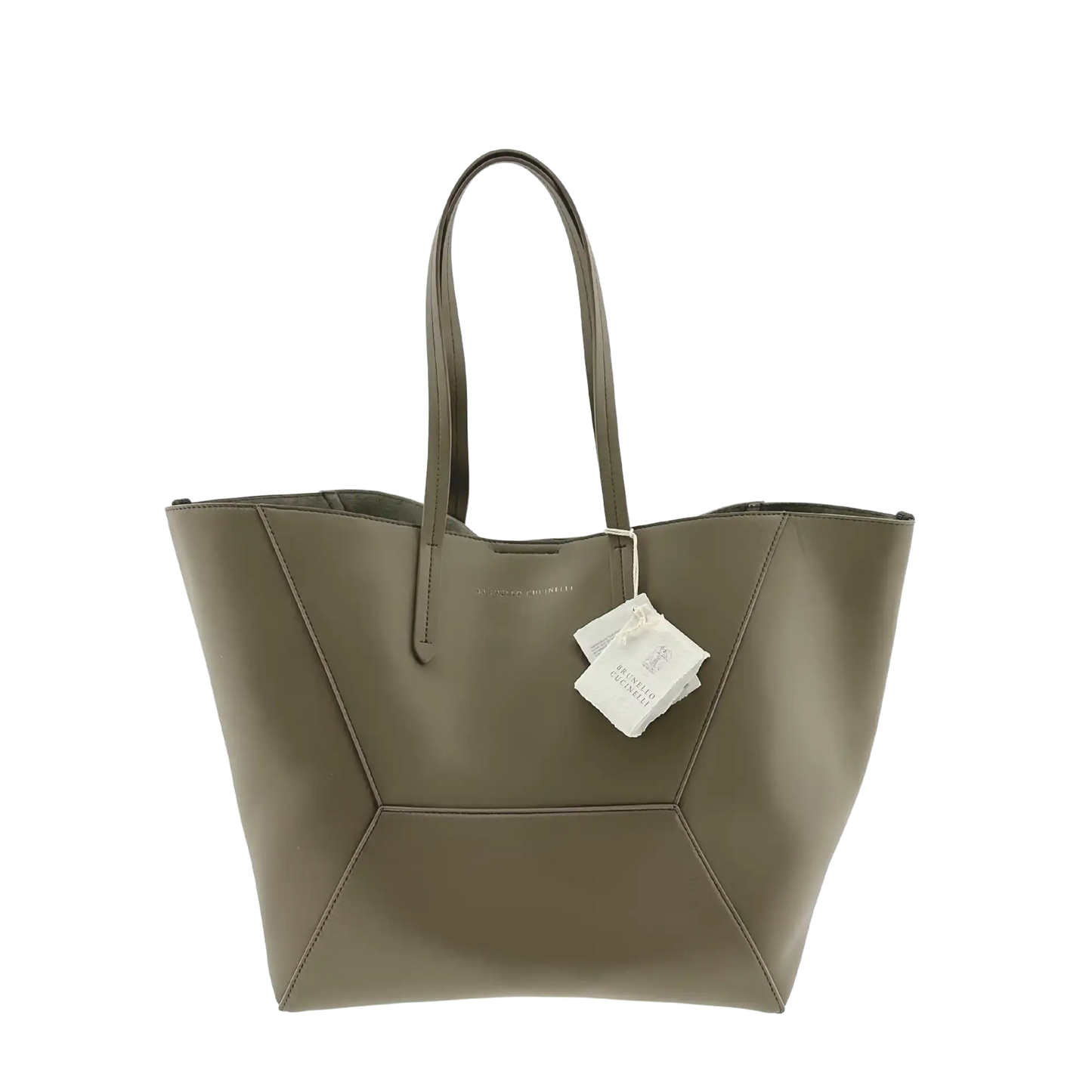 Brunnello Cucinelli BC Duo-Tasche aus Kalbsleder mit Monili taupe / neuwertig Brunello Cucinelli