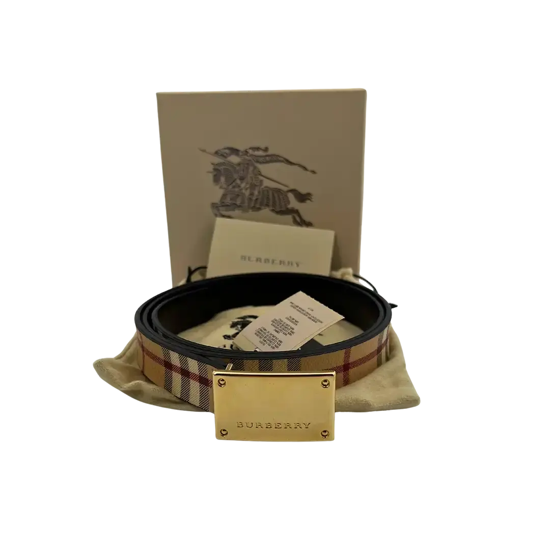 Burberry London Haymarket Gürtel mit Logo Plakette 90cm / neuwertig Burberry