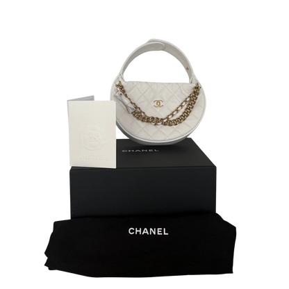 Chanel Hula Hoop Tasche Kaviarleder Weiß Fullset / neuwertig Chanel