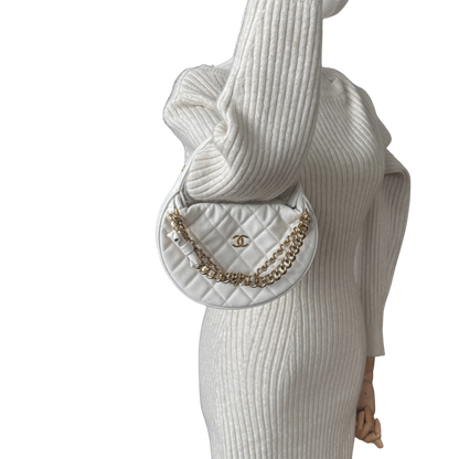 Chanel Hula Hoop Tasche Kaviarleder Weiß Fullset / neuwertig Chanel