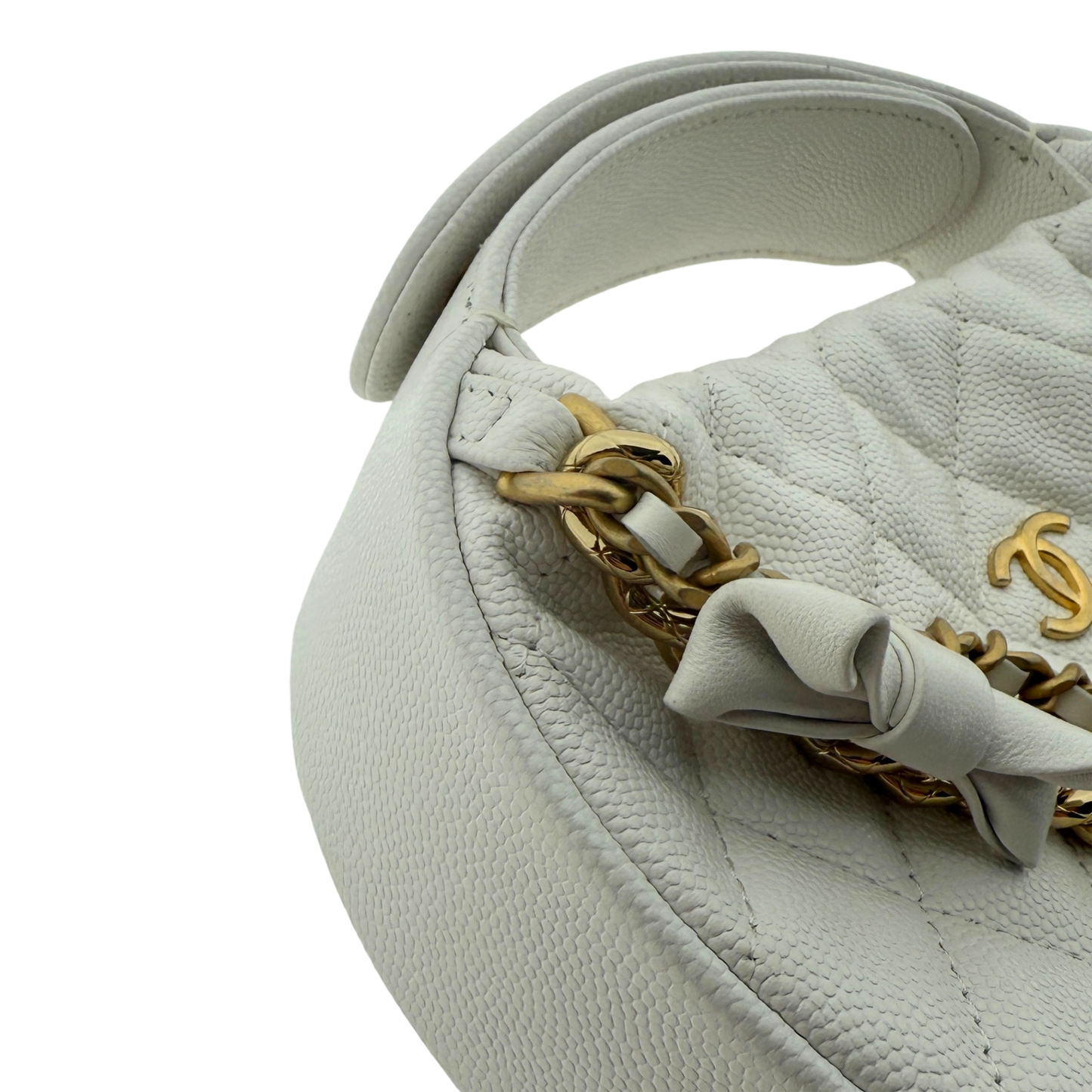 Chanel Hula Hoop Tasche Kaviarleder Weiß Fullset / neuwertig Chanel