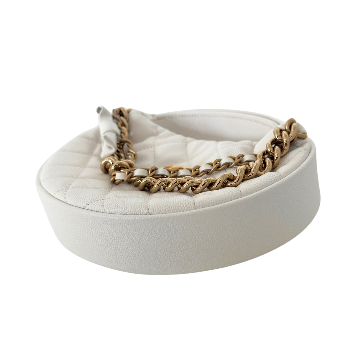 Chanel Hula Hoop Tasche Kaviarleder Weiß Fullset / neuwertig Chanel