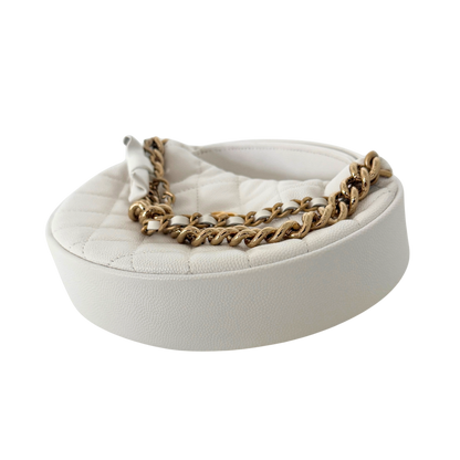 Chanel Hula Hoop Tasche Kaviarleder Weiß Fullset / neuwertig Chanel