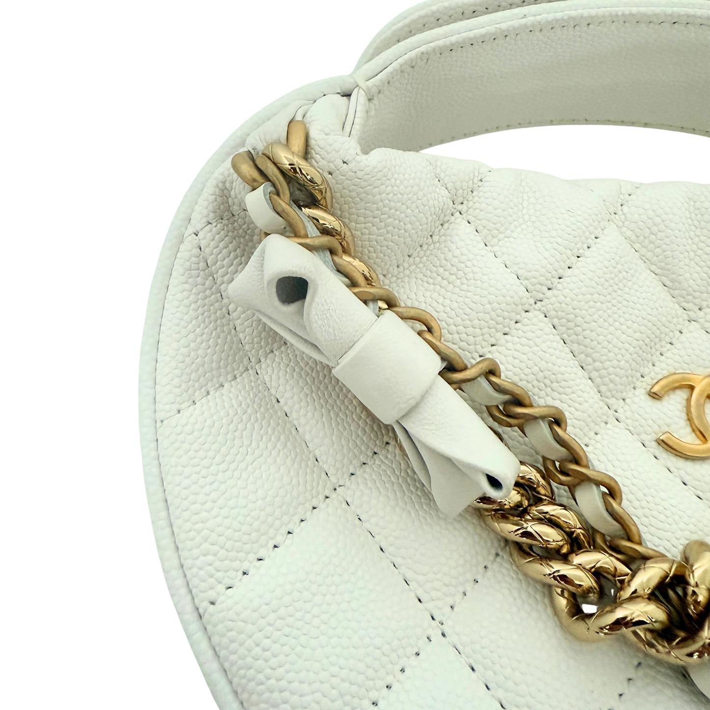 Chanel Hula Hoop Tasche Kaviarleder Weiß Fullset / neuwertig Chanel