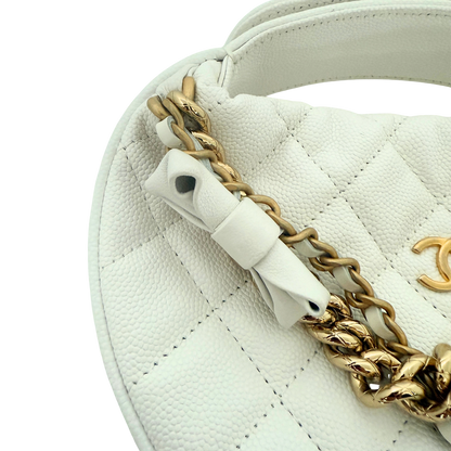 Chanel Hula Hoop Tasche Kaviarleder Weiß Fullset / neuwertig Chanel