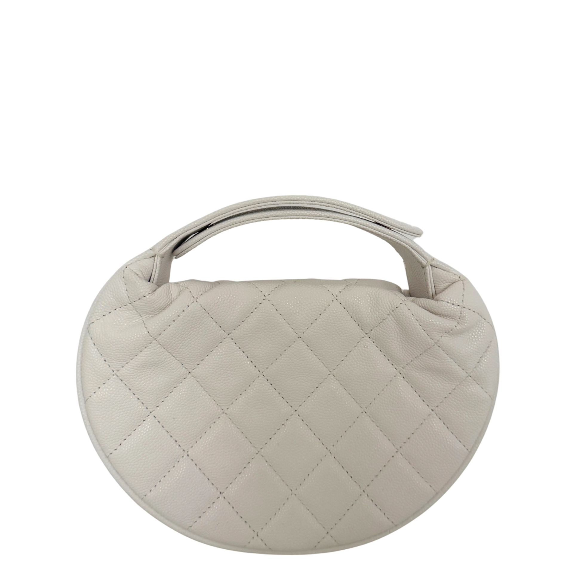 Chanel Hula Hoop Tasche Kaviarleder Weiß Fullset / neuwertig Chanel
