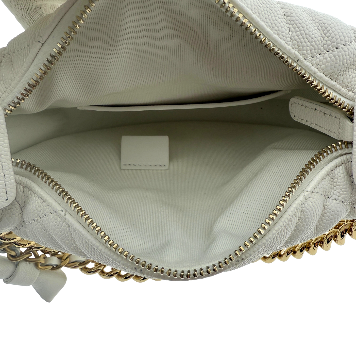 Chanel Hula Hoop Tasche Kaviarleder Weiß Fullset / neuwertig Chanel