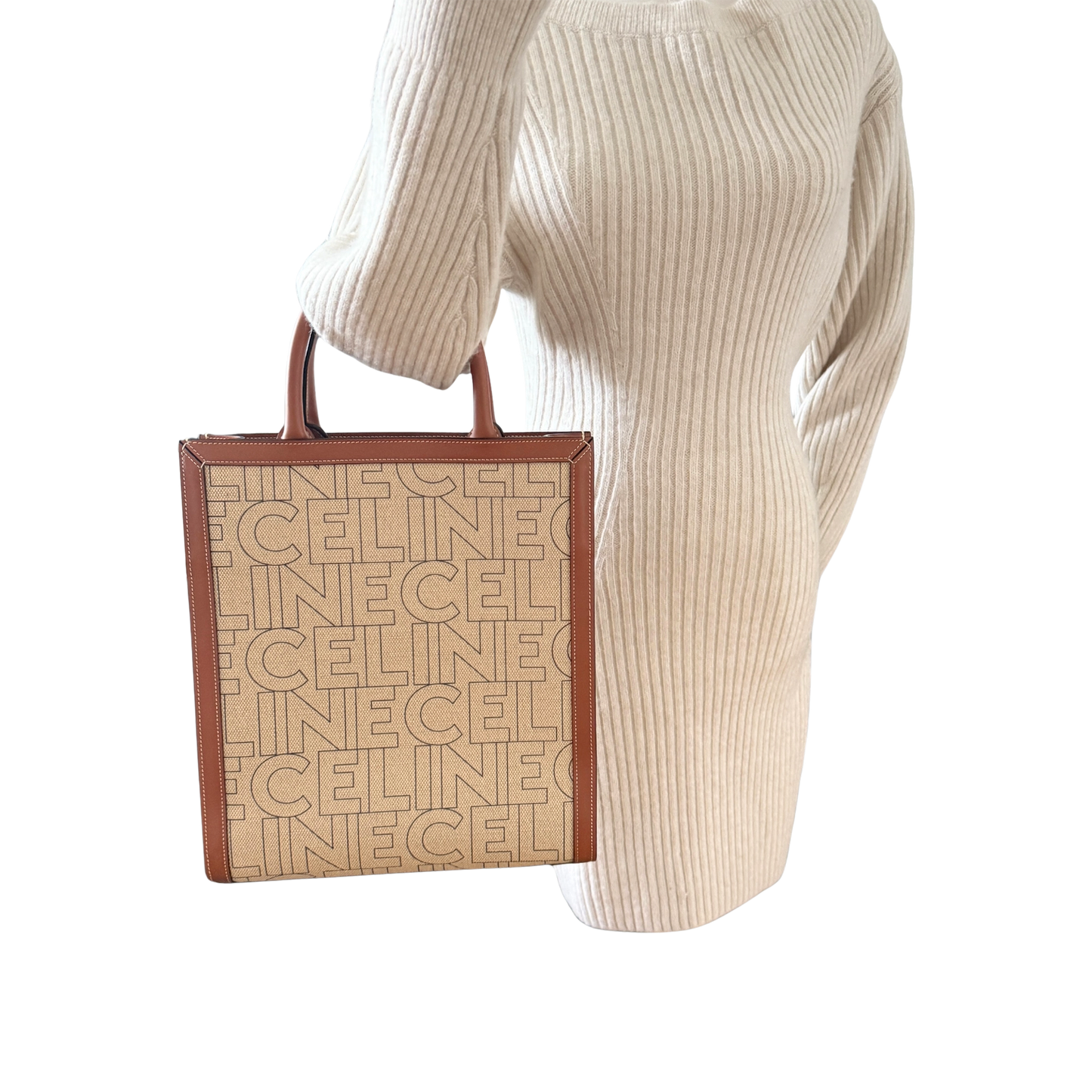 Céline Cabas Vertical Logo Tote Bag Beige / neuwertig CELINE