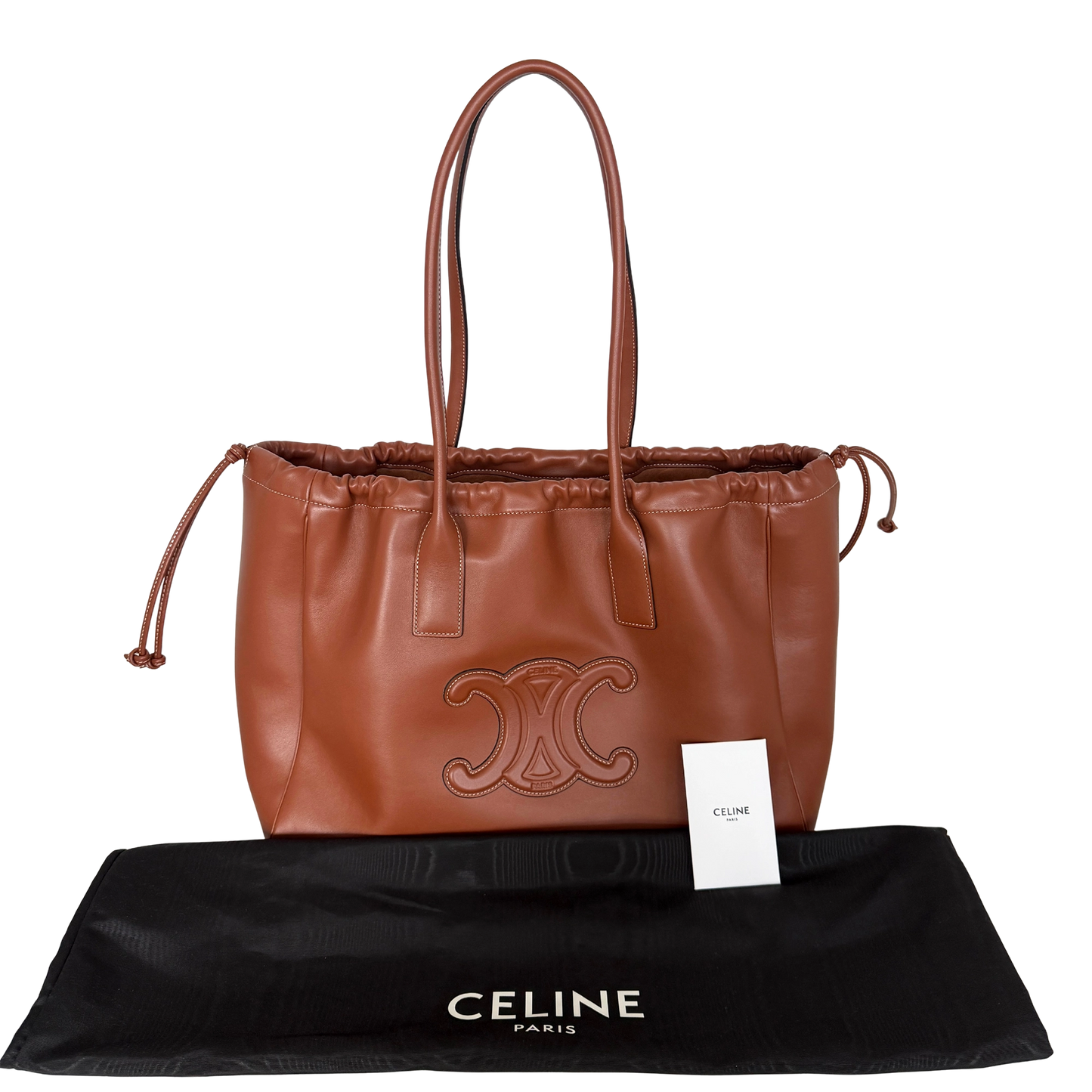 Céline Cabas Cuir Triomphe Drawstring Tote Bag Braun / neuwertig CELINE