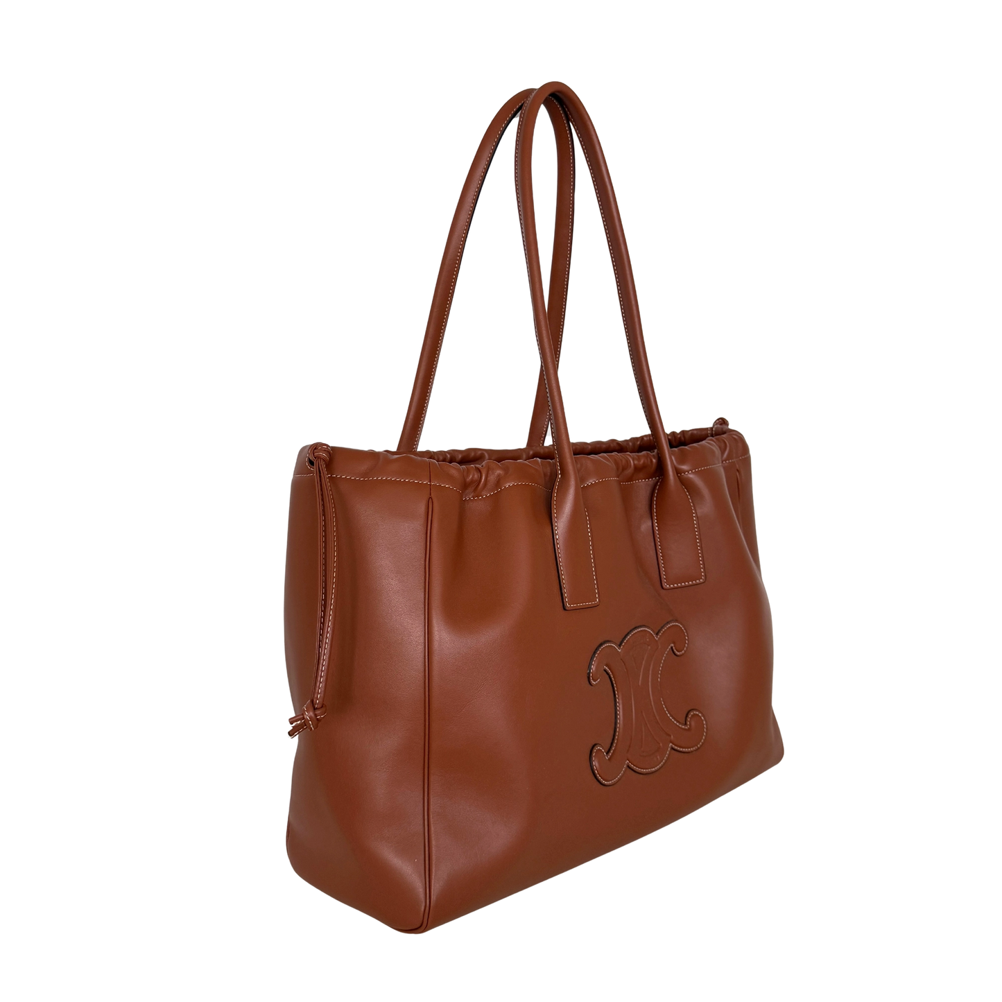 Céline Cabas Cuir Triomphe Drawstring Tote Bag Braun / neuwertig CELINE