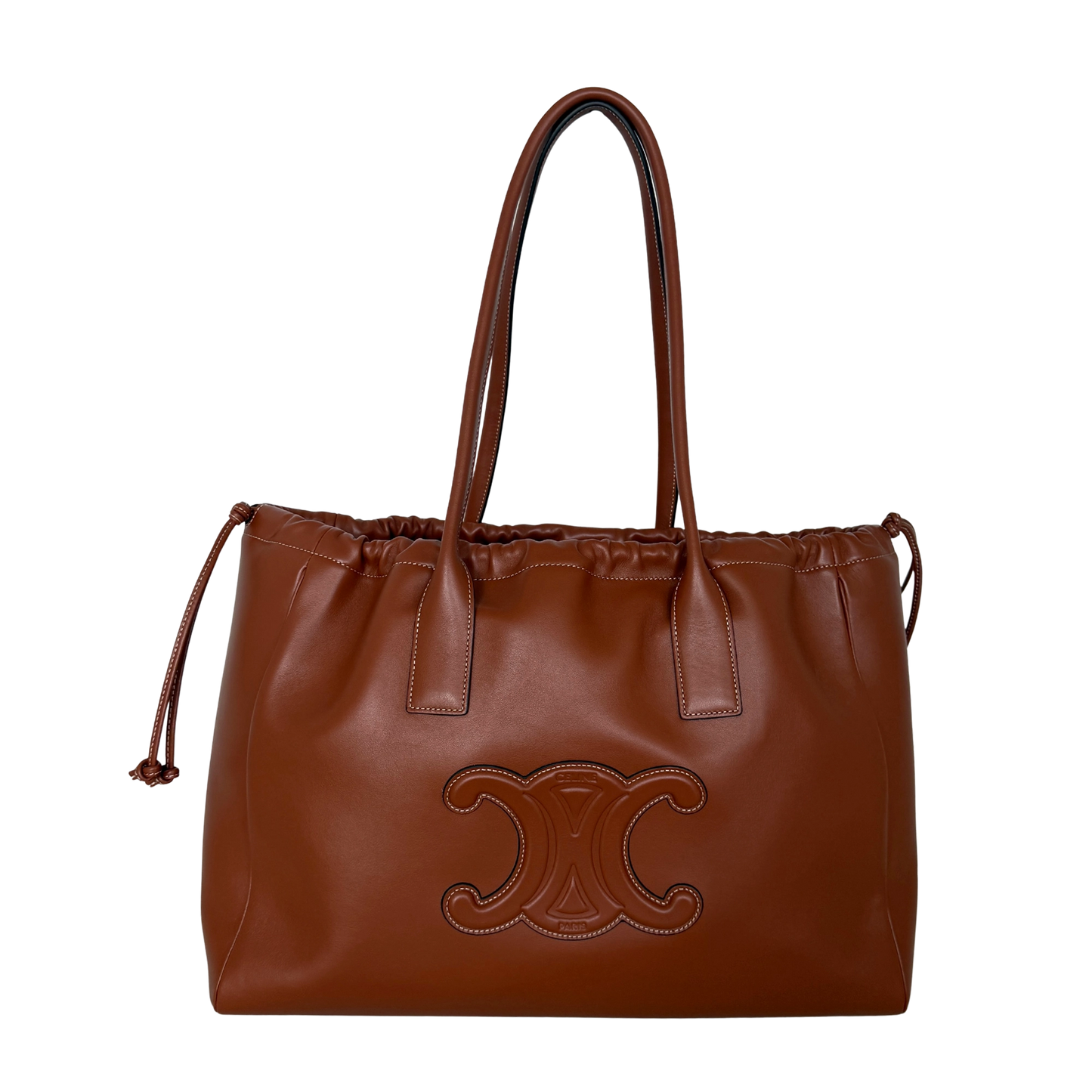 Céline Cabas Cuir Triomphe Drawstring Tote Bag Braun / neuwertig CELINE