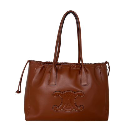 Céline Cabas Cuir Triomphe Drawstring Tote Bag Braun / neuwertig CELINE