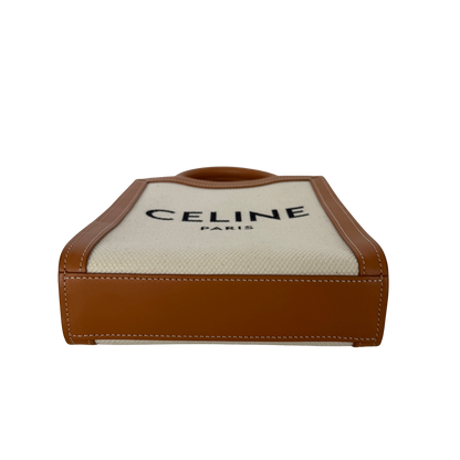 Céline Mini Vertical Cabas Handtasche aus Canvas und Leder Beige / neuwertig Echtheitscheck