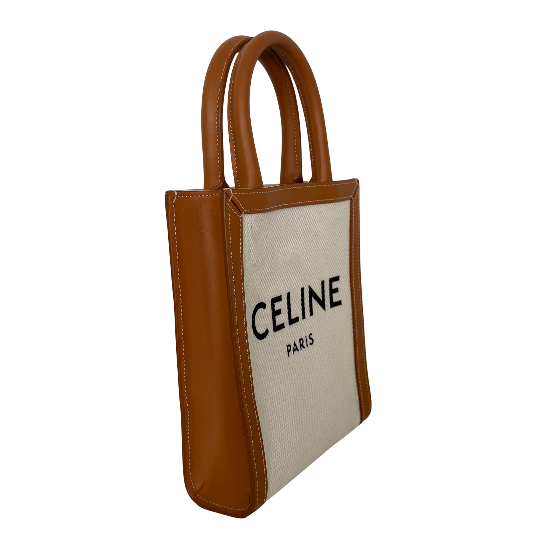 Céline Mini Vertical Cabas Handtasche aus Canvas und Leder Beige / neuwertig Echtheitscheck