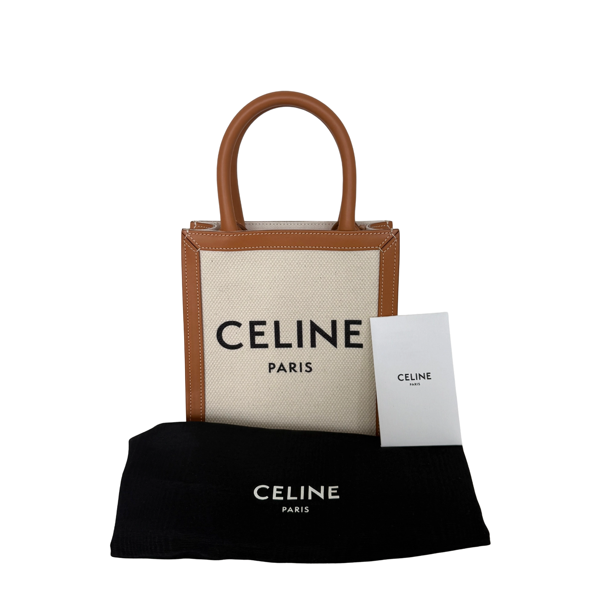Céline Mini Vertical Cabas Handtasche aus Canvas und Leder Beige / neuwertig Echtheitscheck