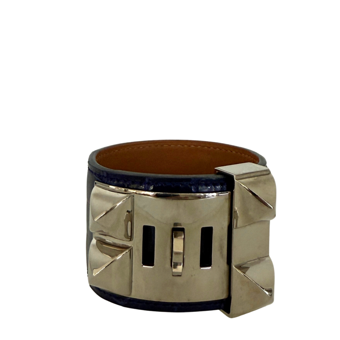 Hermès Collier de Chien aus Alligatorleder Blau / sehr gut Hermès