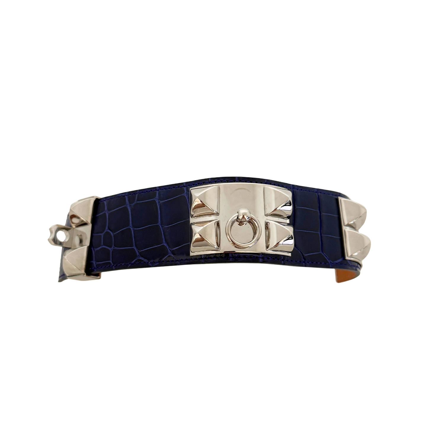 Hermès Collier de Chien aus Alligatorleder Blau / sehr gut Hermès