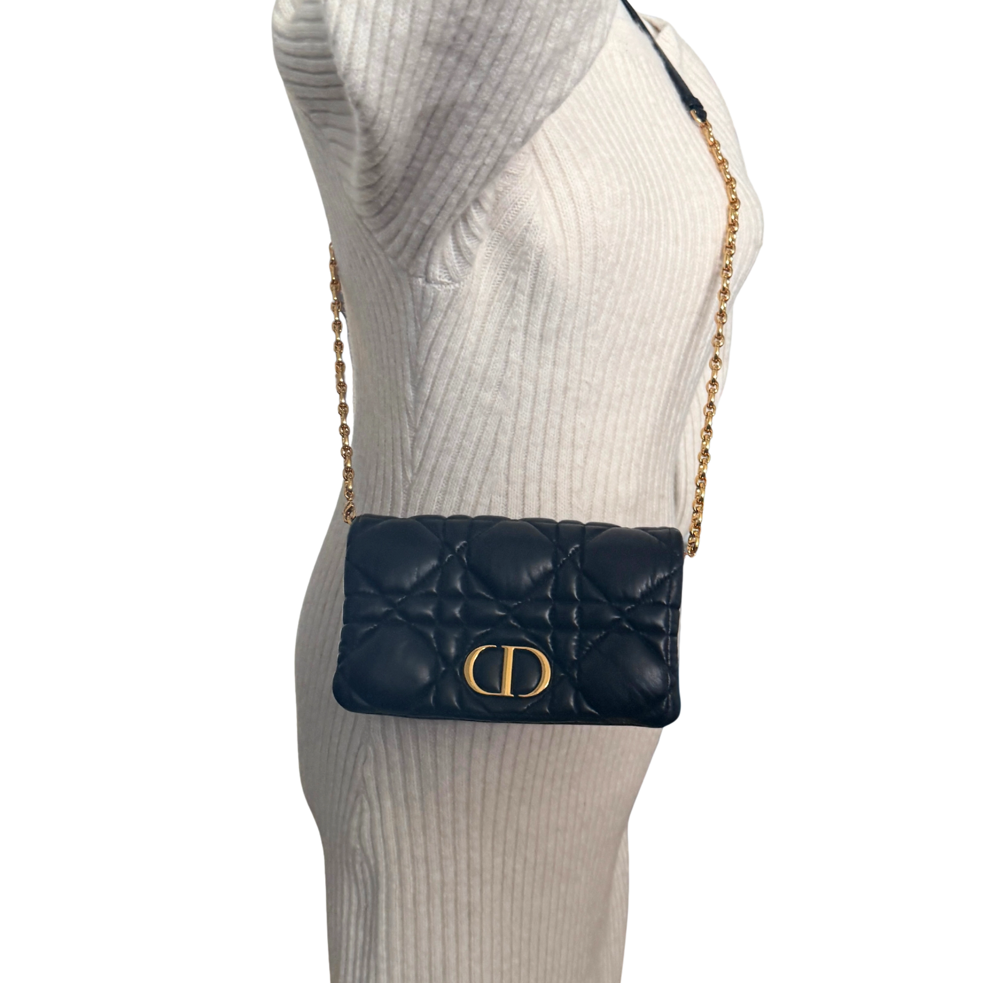 Dior Caro Tasche Small Cannage Kalbsleder Schwarz / sehr gut Dior