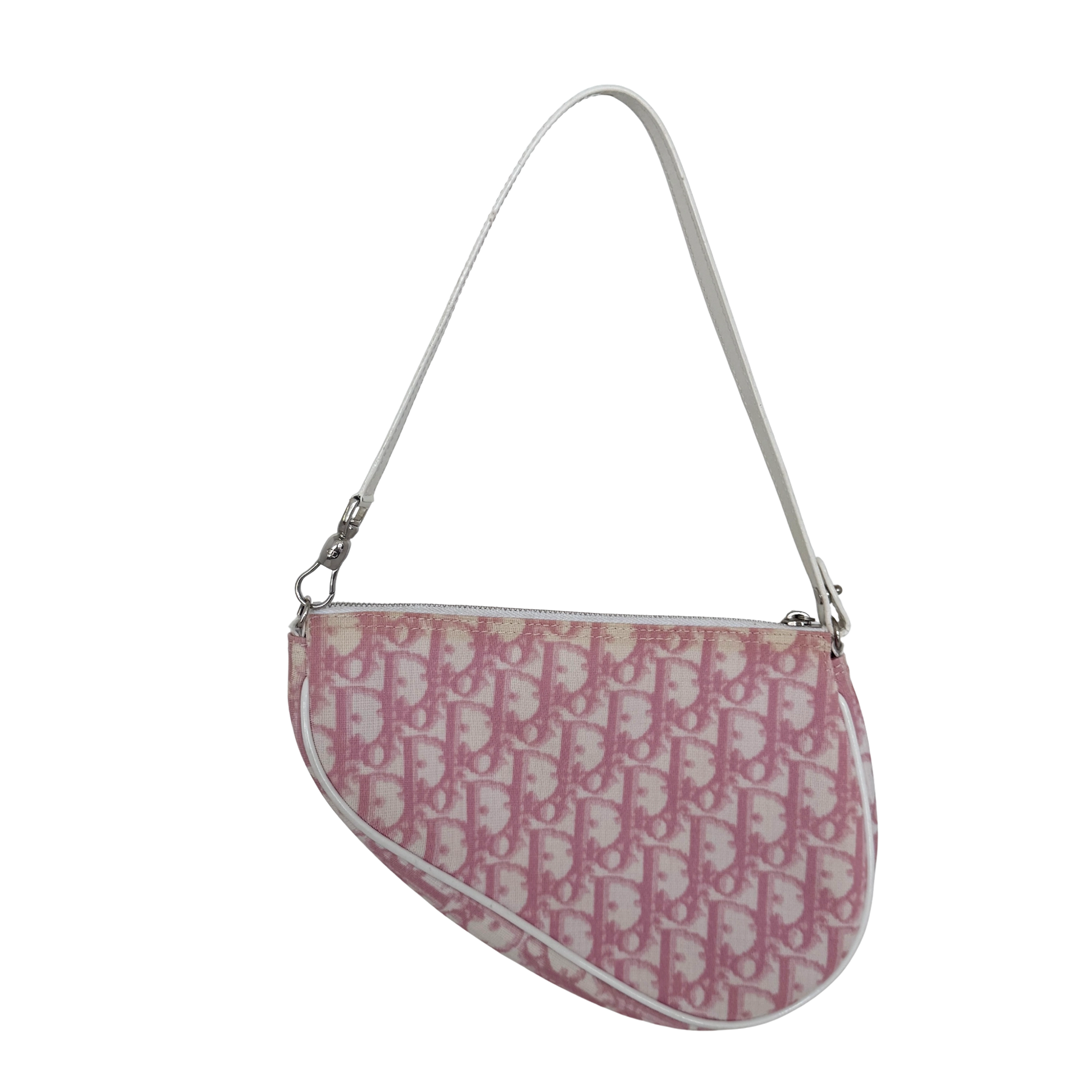 Dior Mini Monogram Satteltasche Vintage Rosa / akzeptabel Dior