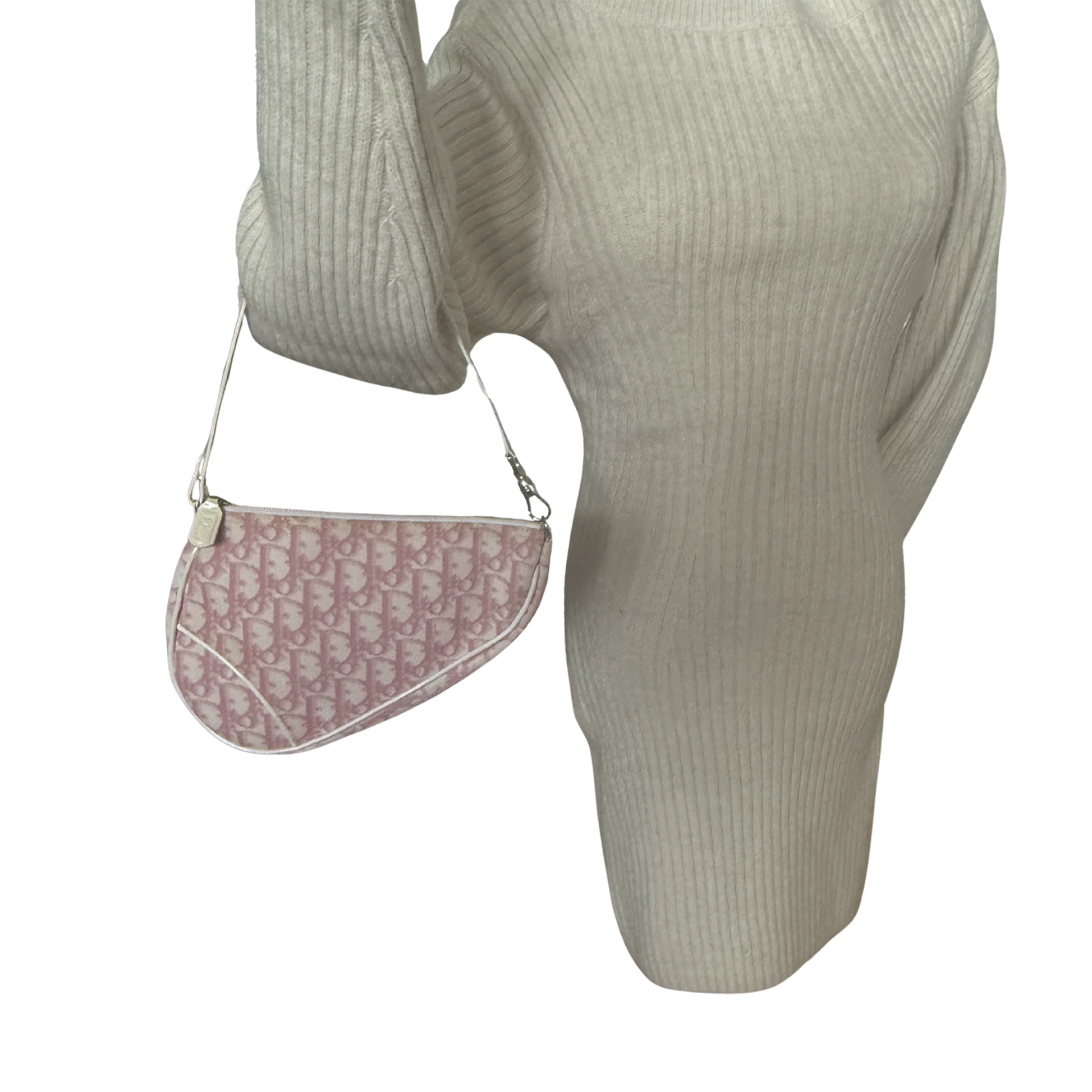 Dior Mini Monogram Satteltasche Vintage Rosa / akzeptabel Dior