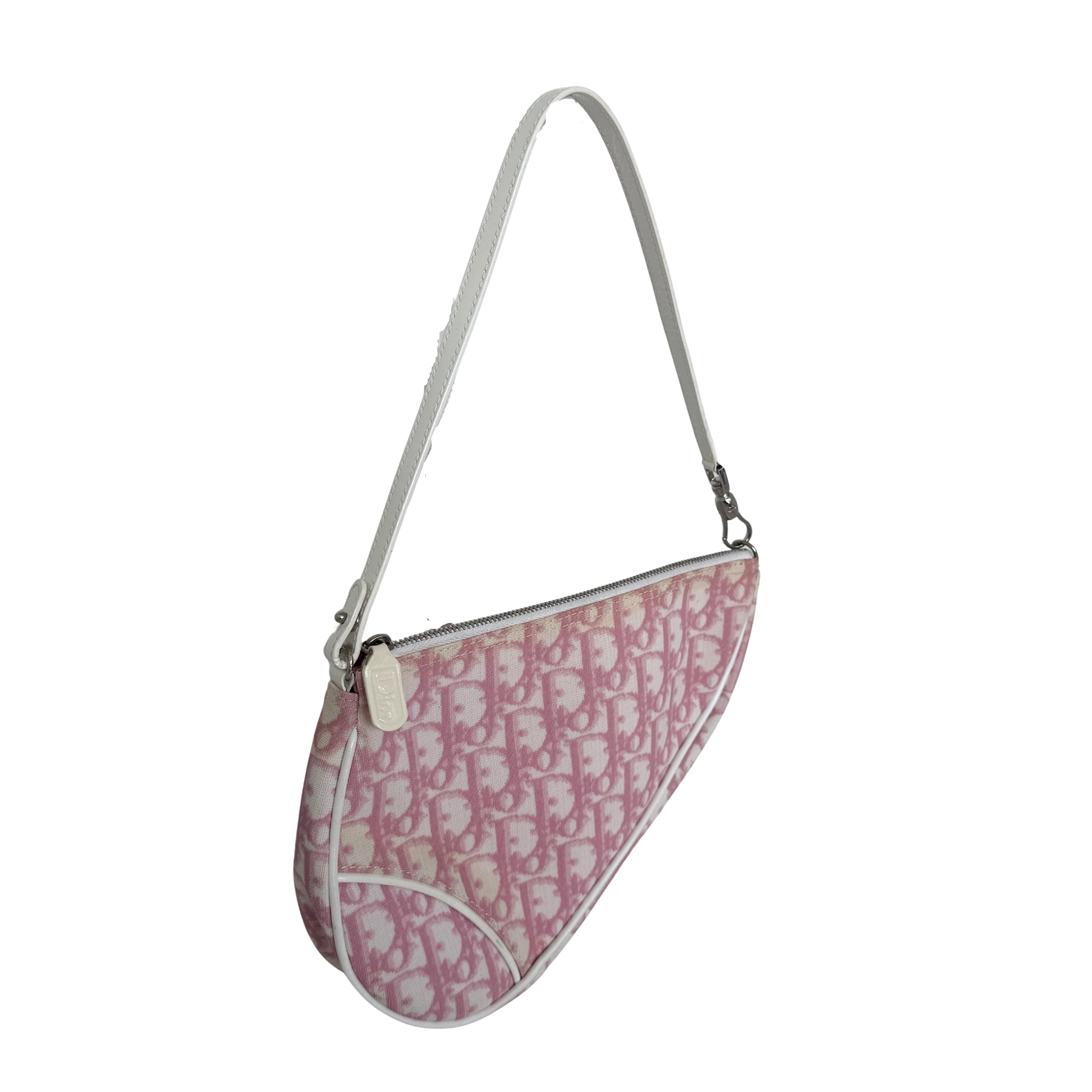 Dior Mini Monogram Satteltasche Vintage Rosa / akzeptabel Dior